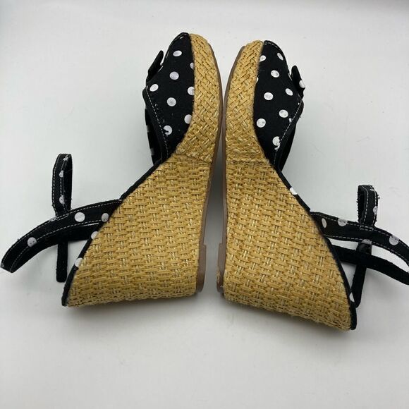 Xhilaration Polka Dot Wedge Sandals Black/White Color Size 7 - Picture 5 of 9
